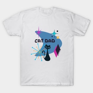 Retro Geometric Cat Dad T-Shirt